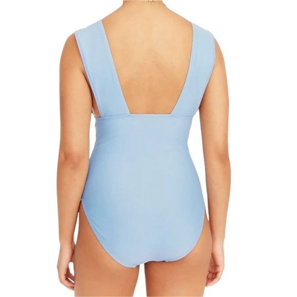 J. Crew V Neck One Piece Swimsuit Blue Mist NWT - Picture 4 of 7